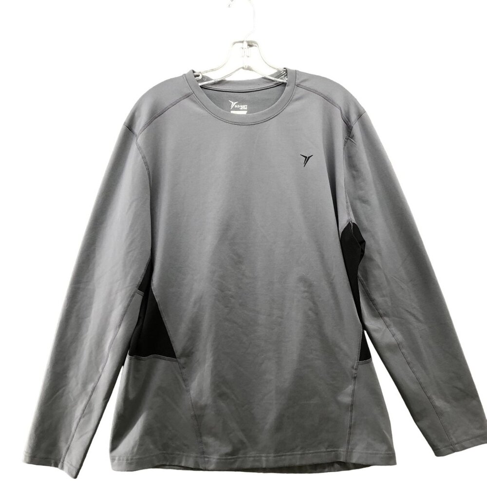 Old Navy Active Long Sleeve Pullover Mens XL Gray Black Ventilated‎ Fleece Lined
